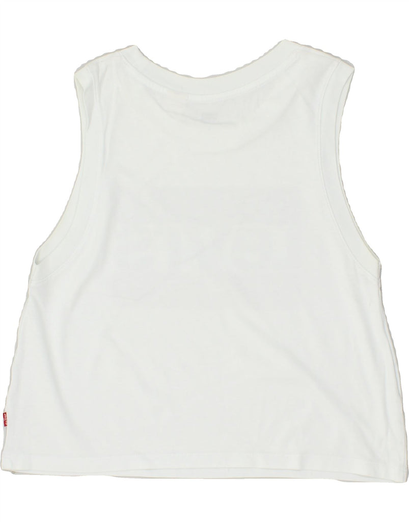 LEVI'S Womens Graphic Vest Top UK 12 Medium White | Vintage Levi's | Thrift | Second-Hand Levi's | Used Clothing | Messina Hembry 