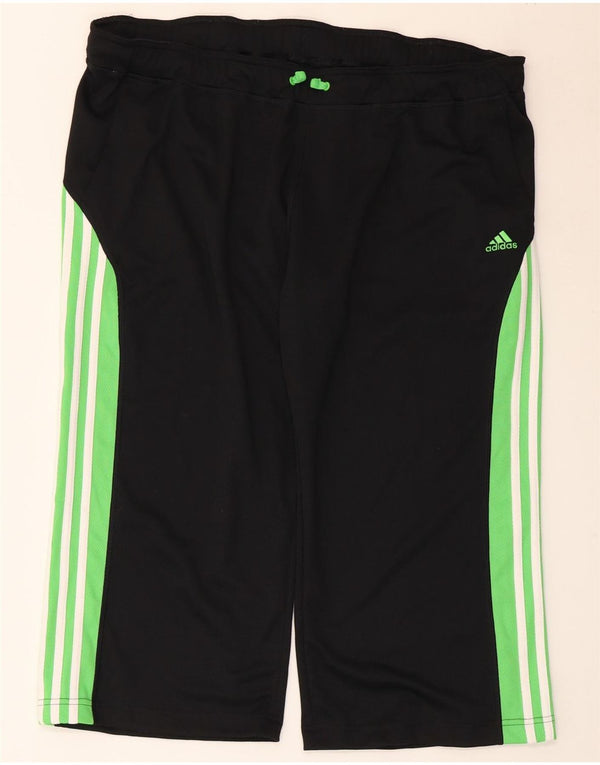 Adidas Womens Capri Tracksuit Trousers UK 22 3XL Black Colourblock