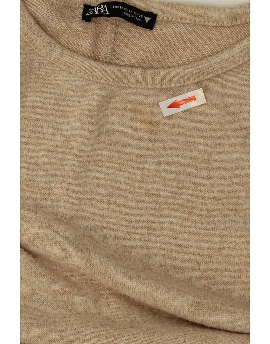 Zara Womens Long Sleeve Jumper Dress UK 12 Medium Beige Flecked Polyester