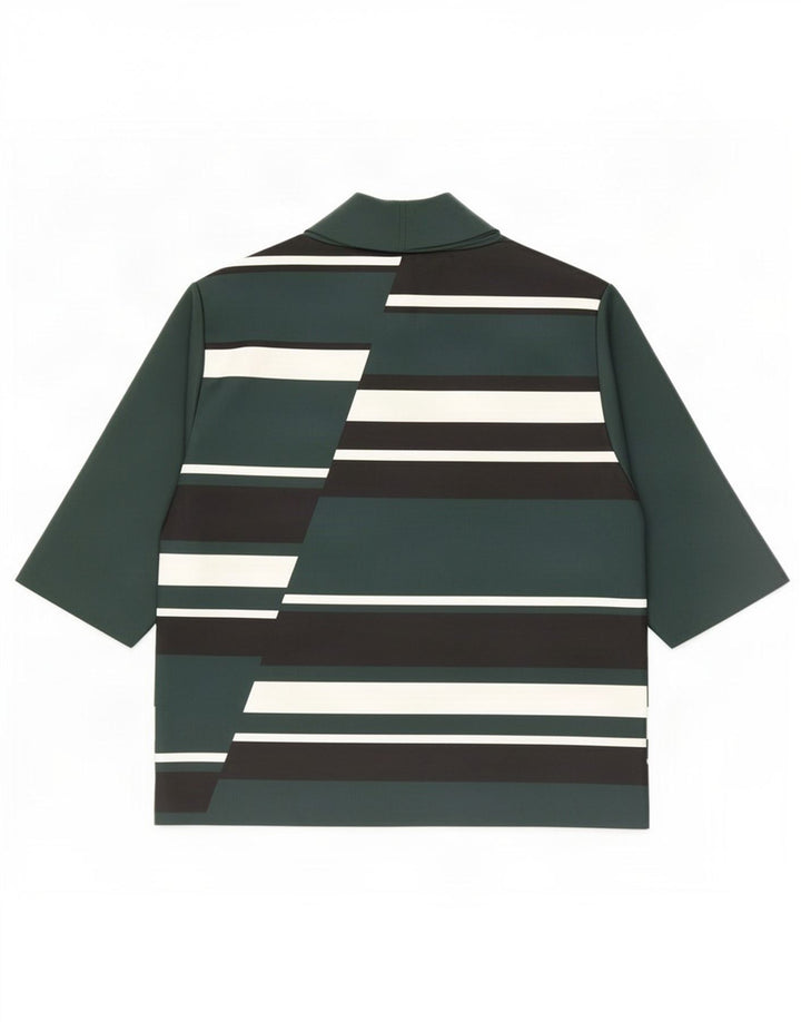 Zara Womens Blouse Top UK 12 Medium Green Colourblock Polyester