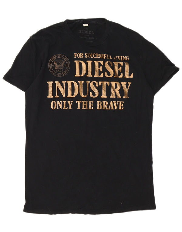 Diesel Mens Graphic T-Shirt Top Medium Black