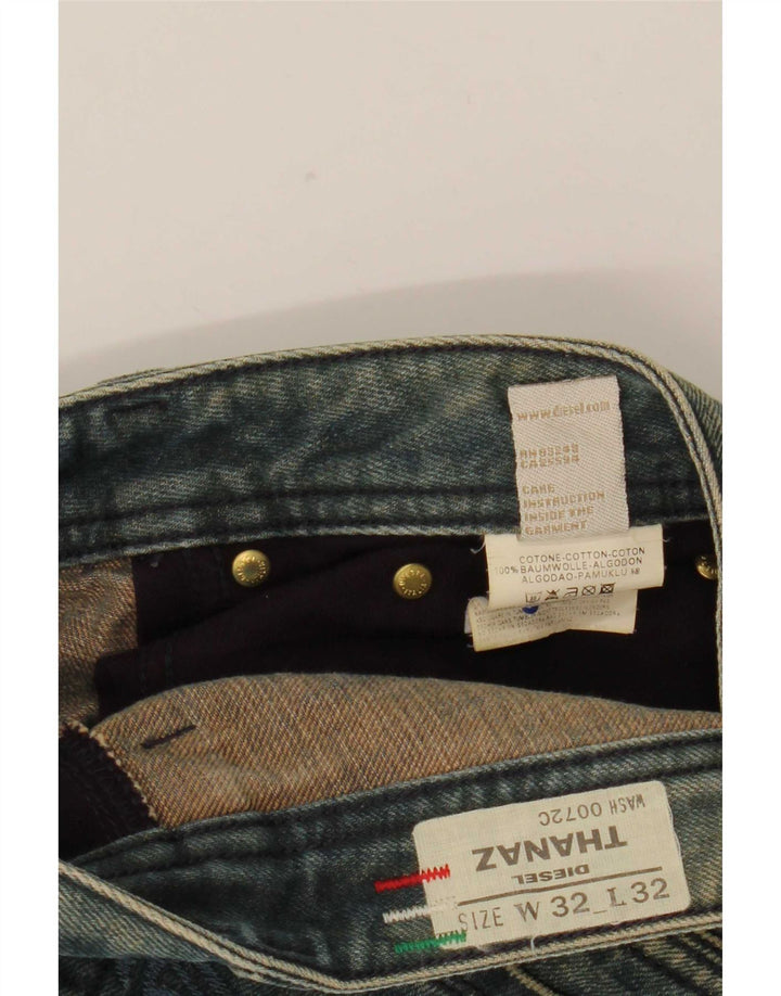 Diesel Mens Thanaz Cropped Jeans W32 L24 Blue Cotton