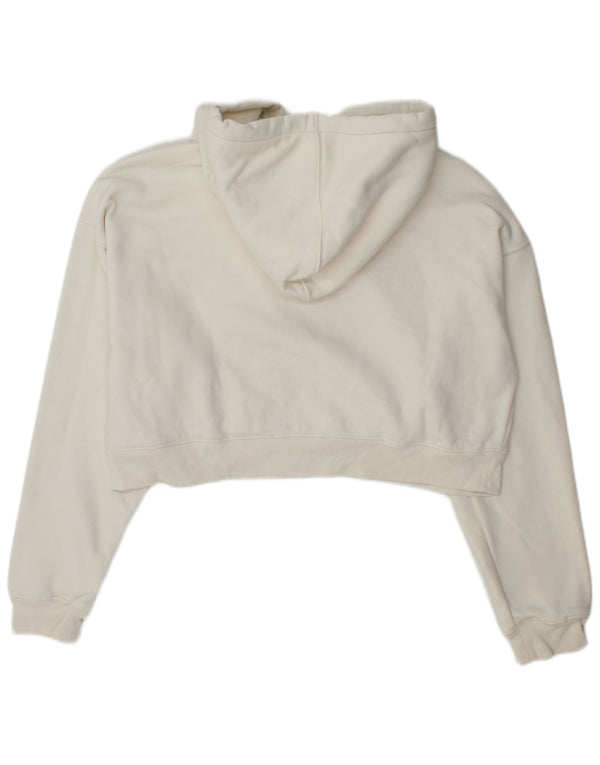 Dickies Womens Crop Hoodie Jumper UK 16 Large Off White Cotton