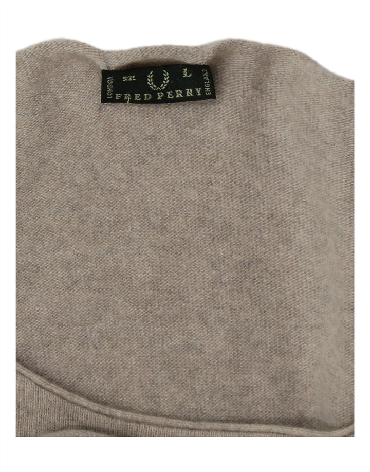 FRED PERRY Womens Boat Neck Jumper Sweater UK 14 Large Grey