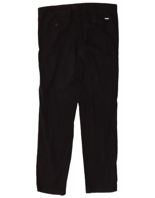 Hugo Boss Mens Straight Chino Trousers W36 L33 Navy Blue Cotton