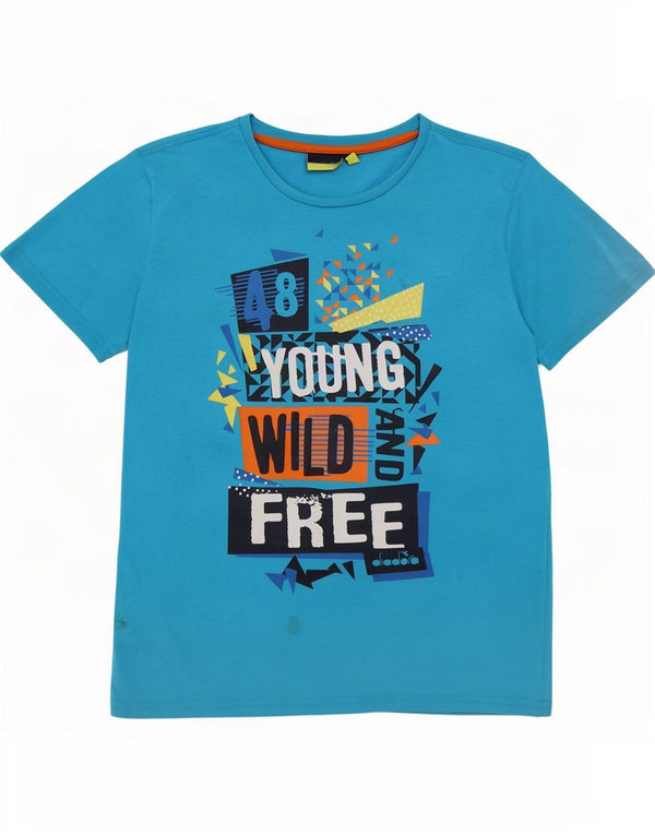 Diadora Boys Graphic T-Shirt Top 11-12 Years XL Blue Cotton