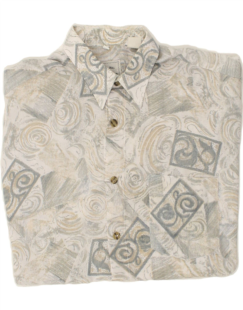 VINTAGE Mens Abstract Pattern Short Sleeve Shirt Size 39/40 Medium Grey | Vintage Vintage | Thrift | Second-Hand Vintage | Used Clothing | Messina Hembry 