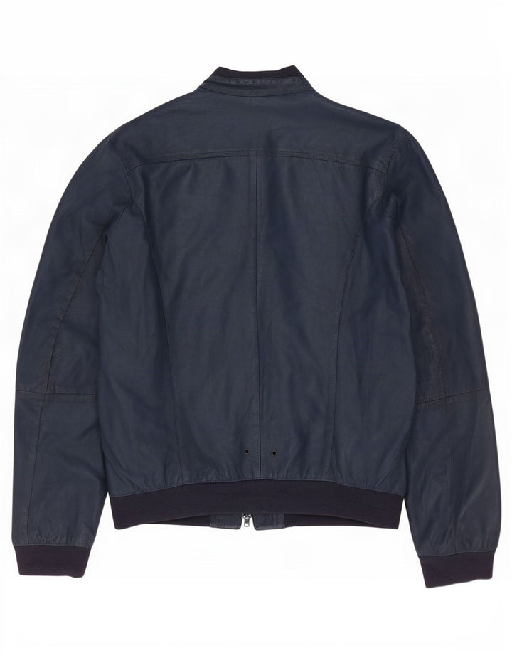 S.W.O.R.D. 6.6.44 Mens Bomber Leather Jacket IT 52 Large Navy Blue