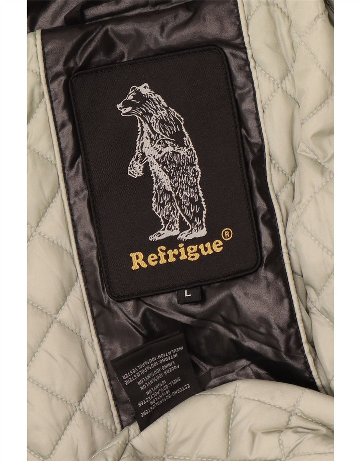 Refrigue Mens Bomber Padded Jacket UK 40 Large Black Polyester