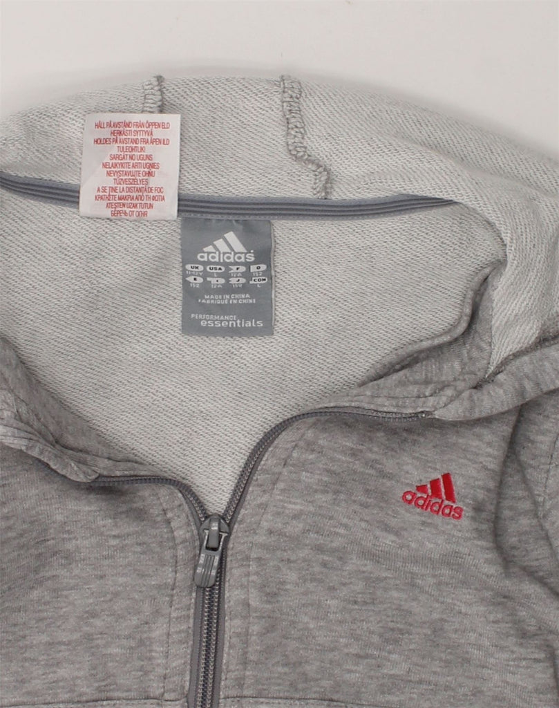 ADIDAS Girls Zip Hoodie Sweater 11-12 Years Grey Cotton | Vintage Adidas | Thrift | Second-Hand Adidas | Used Clothing | Messina Hembry 