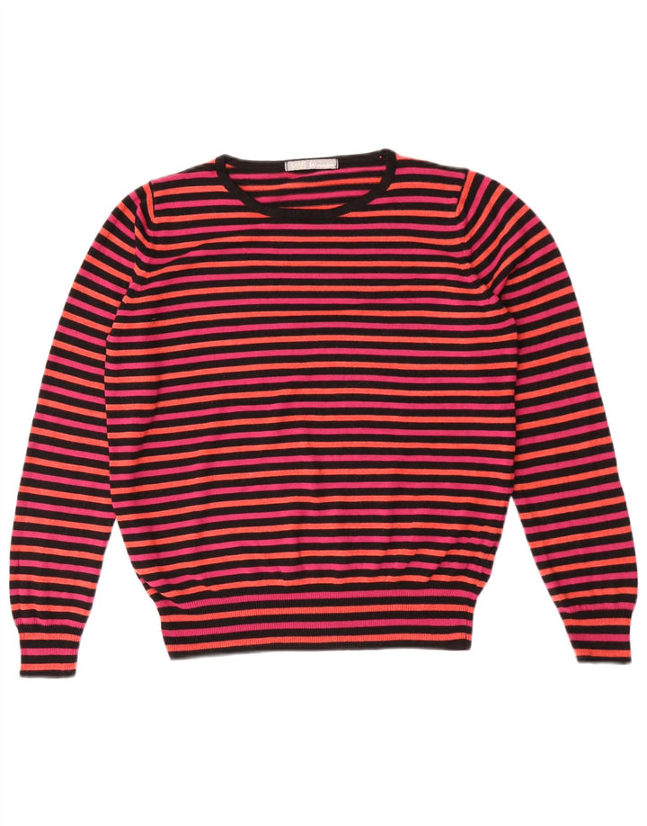 Marks & Spencer Womens Boat Neck Jumper Sweater UK 14 Medium Pink Striped