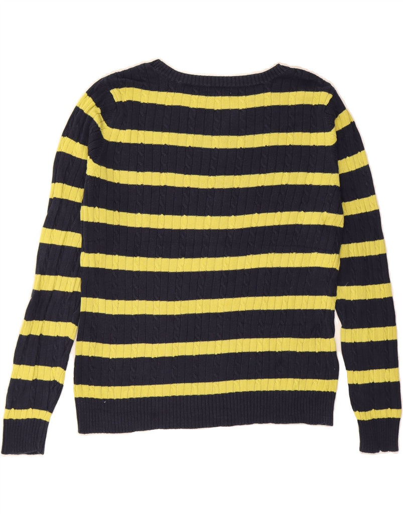 IZOD Womens Boat Neck Jumper Sweater UK 16 Large Black Striped Cotton Vintage Izod and Second-Hand Izod from Messina Hembry 