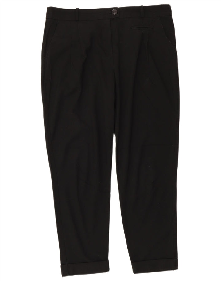 Zara Womens Tapered Cropped Trousers EU 40 Medium W30 L25 Black Polyester