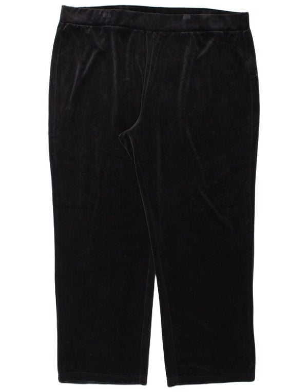 RALPH LAUREN Womens Velour Tracksuit Trousers UK 22 3XL  Black Cotton