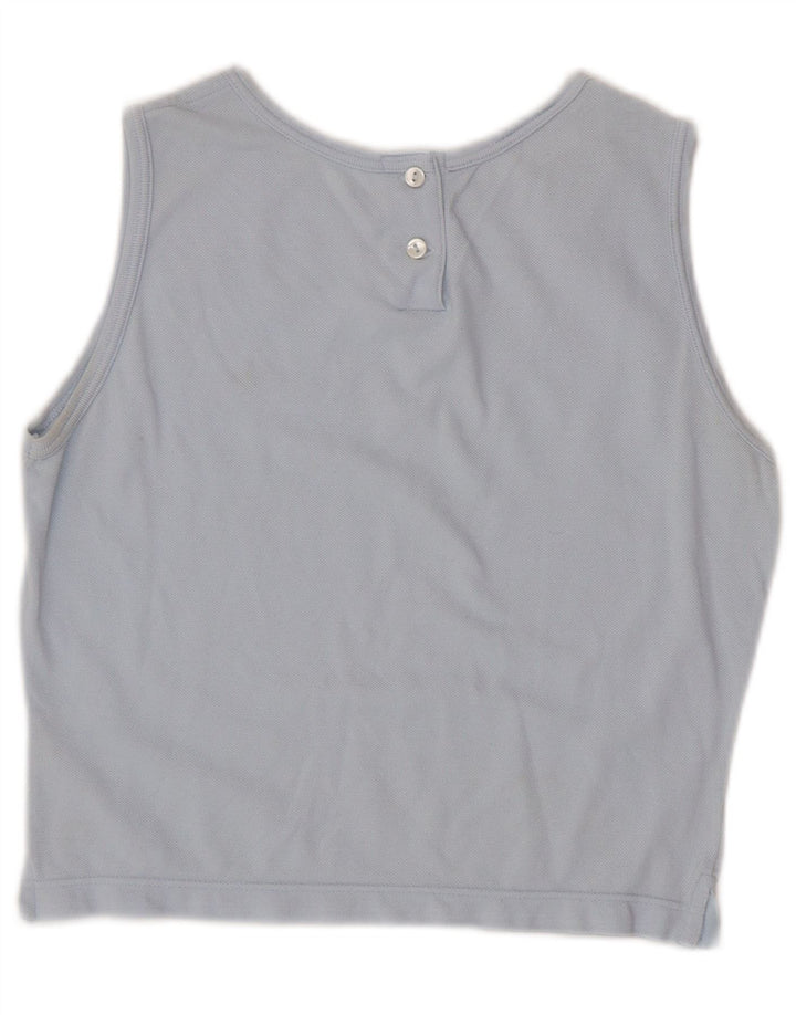 LACOSTE Womens Crop Vest Top Size 40 Medium Blue Cotton
