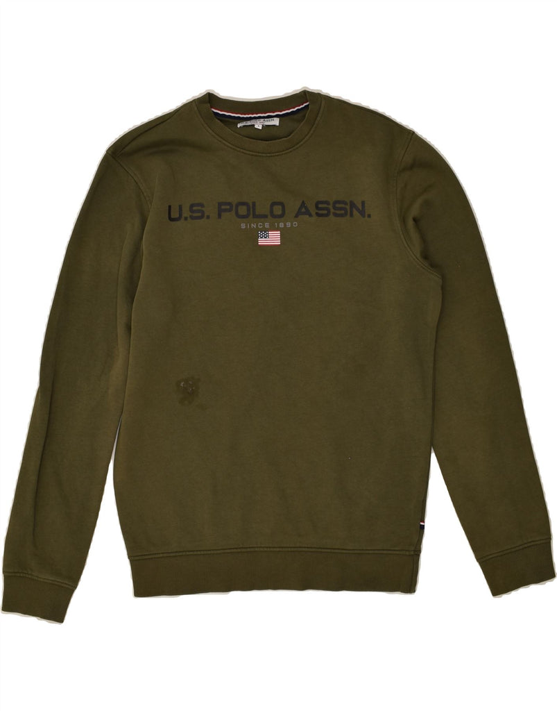 U.S. POLO ASSN. Mens Graphic Sweatshirt Jumper Small Green Cotton | Vintage U.S. Polo Assn. | Thrift | Second-Hand U.S. Polo Assn. | Used Clothing | Messina Hembry 