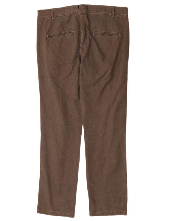 Zara Mens Straight Chino Trousers EU 42 Large W32 L31 Brown Herringbone