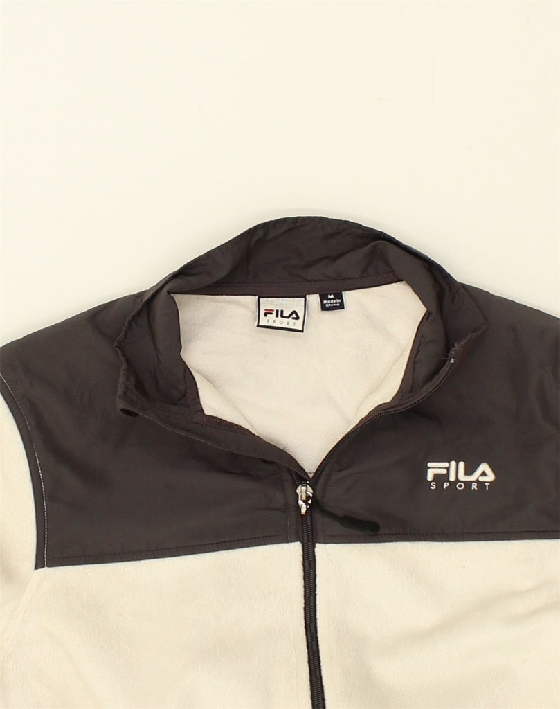 FILA Womens Fleece Jacket UK 14 Medium Beige Polyester | Vintage Fila | Thrift | Second-Hand Fila | Used Clothing | Messina Hembry 