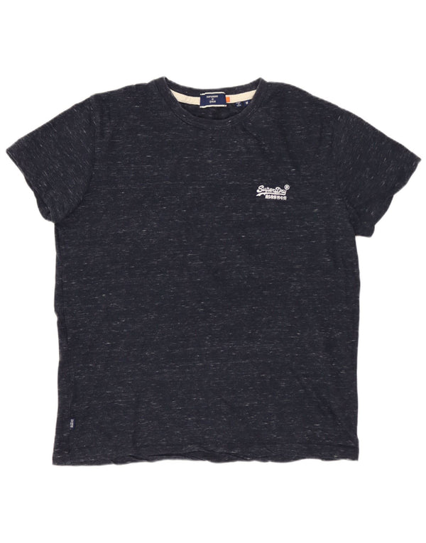 SUPERDRY Mens T-Shirt Top Medium Navy Blue Flecked Cotton