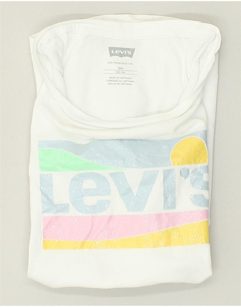 LEVI'S Girls Graphic T-Shirt Top 11-12 Years White Cotton | Vintage Levi's | Thrift | Second-Hand Levi's | Used Clothing | Messina Hembry 