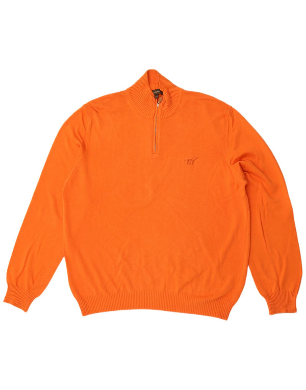 Henry Cottons Mens Zip Neck Jumper Sweater 2XL Orange Cotton