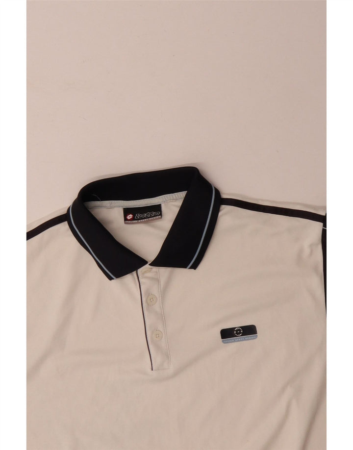 Lotto Mens Polo Shirt Large Off White Colourblock