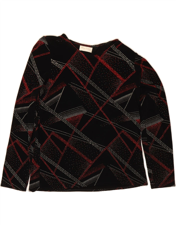 VINTAGE Womens Top Long Sleeve UK 18 XL Black Geometric Polyester Vintage Vintage and Second-Hand Vintage from Messina Hembry 