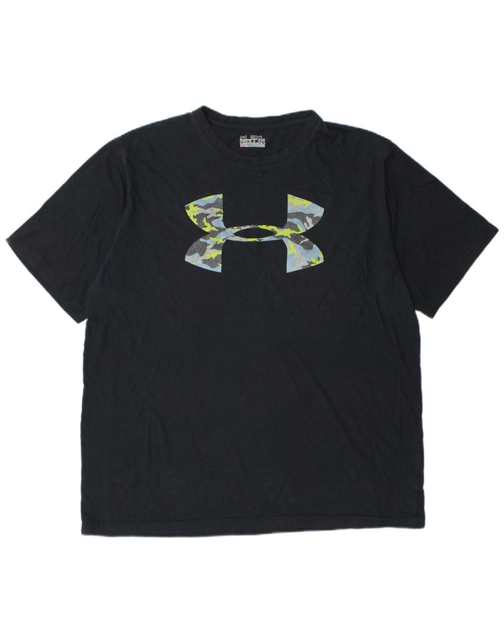 UNDER ARMOUR Mens Heat Gear Regular Fit Graphic T-Shirt Top 2XL Black