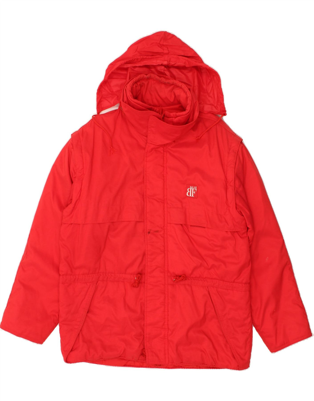 BELFE Mens Hooded Windbreaker Jacket IT 54 2XL Red Vintage Belfe and Second-Hand Belfe from Messina Hembry 