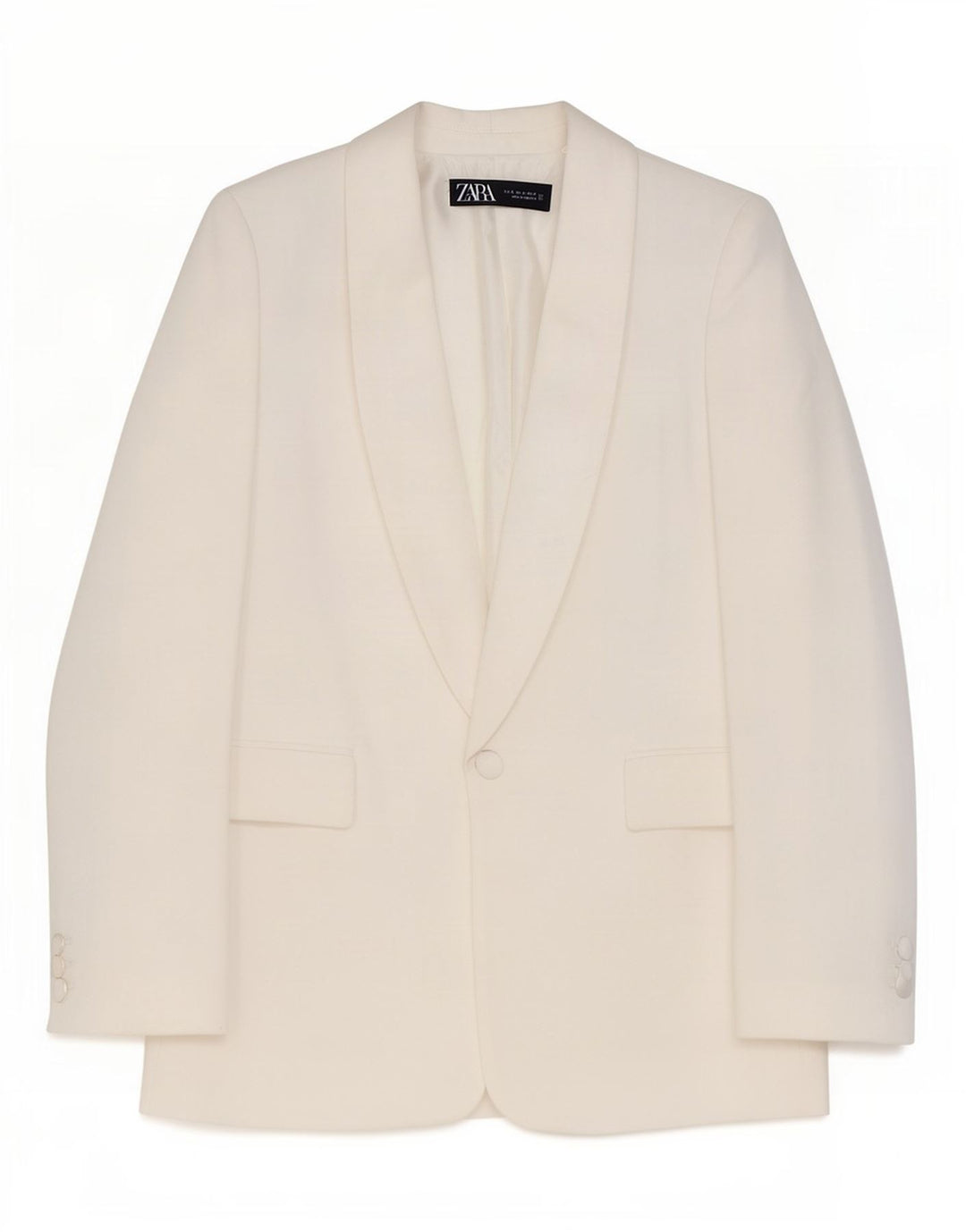 Zara Womens Oversized 1 Button Blazer Jacket UK 6 XS White Viscose