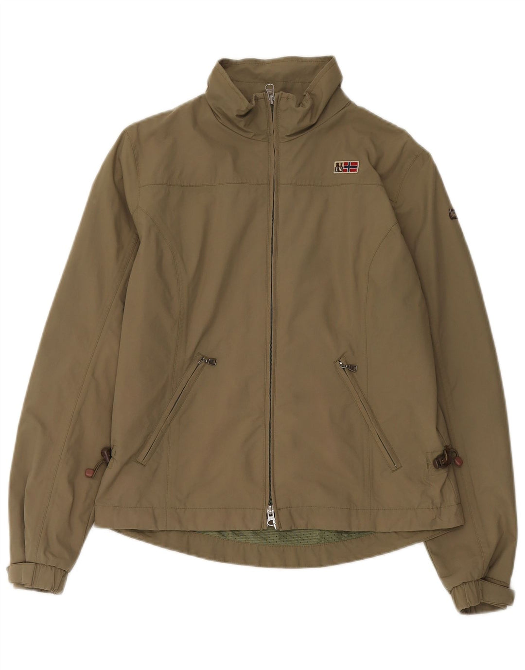 Napapijri Womens Rain Jacket UK 16 Large Khaki Nylon