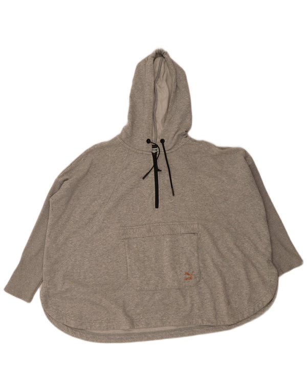 Puma Womens 3/4 Sleeve Oversized Hoodie Jumper UK 12 Medium Grey Cotton