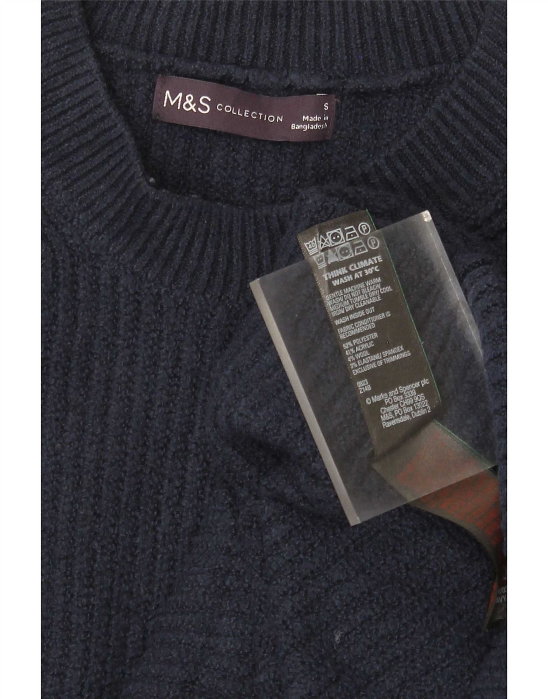 Marks & Spencer Womens Long Sleeve Jumper Dress Small Navy Blue Polyester