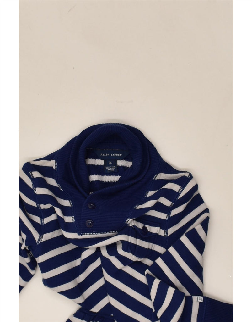 RALPH LAUREN Girls Sweatshirt Dress 5-6 Years Blue Striped Cotton | Vintage Ralph Lauren | Thrift | Second-Hand Ralph Lauren | Used Clothing | Messina Hembry 