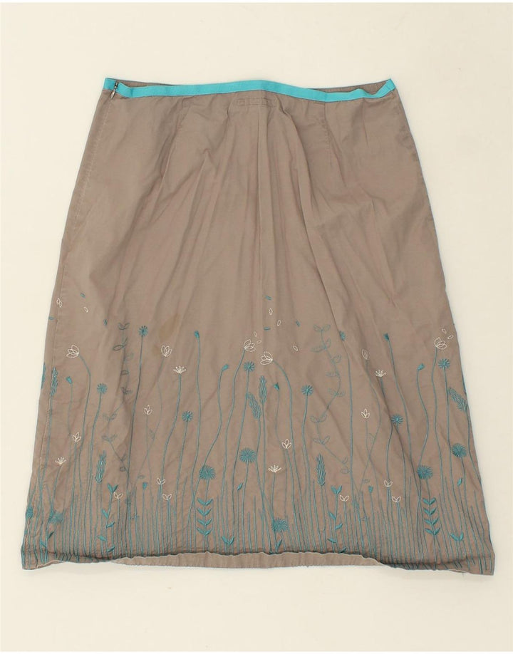 WHITE STUFF Womens A-Line Skirt US 8 Medium W28  Grey Floral Cotton Vintage White Stuff and Second-Hand White Stuff from Messina Hembry 