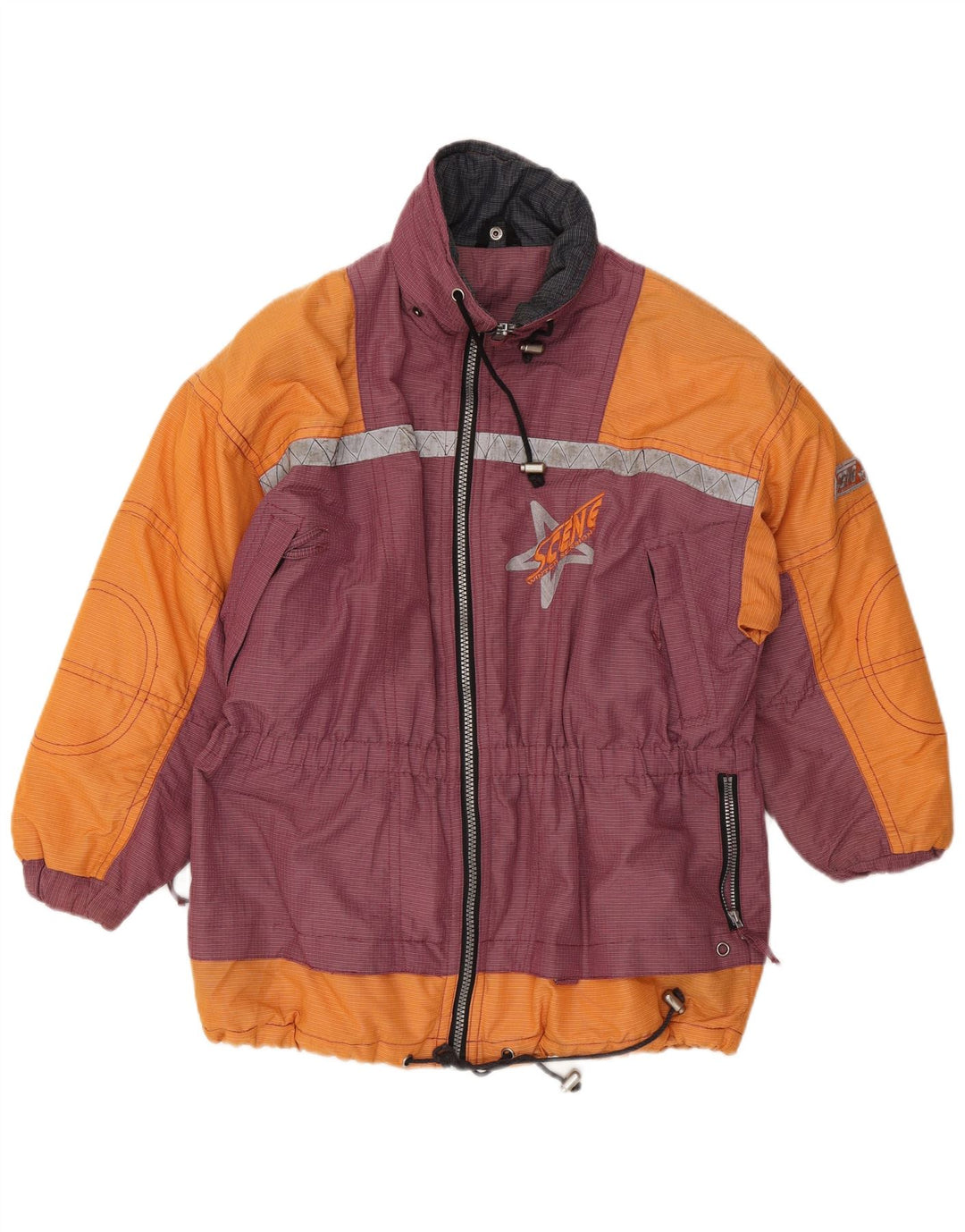 C&A Mens Ski Jacket UK 36 Small Orange Colourblock Nylon