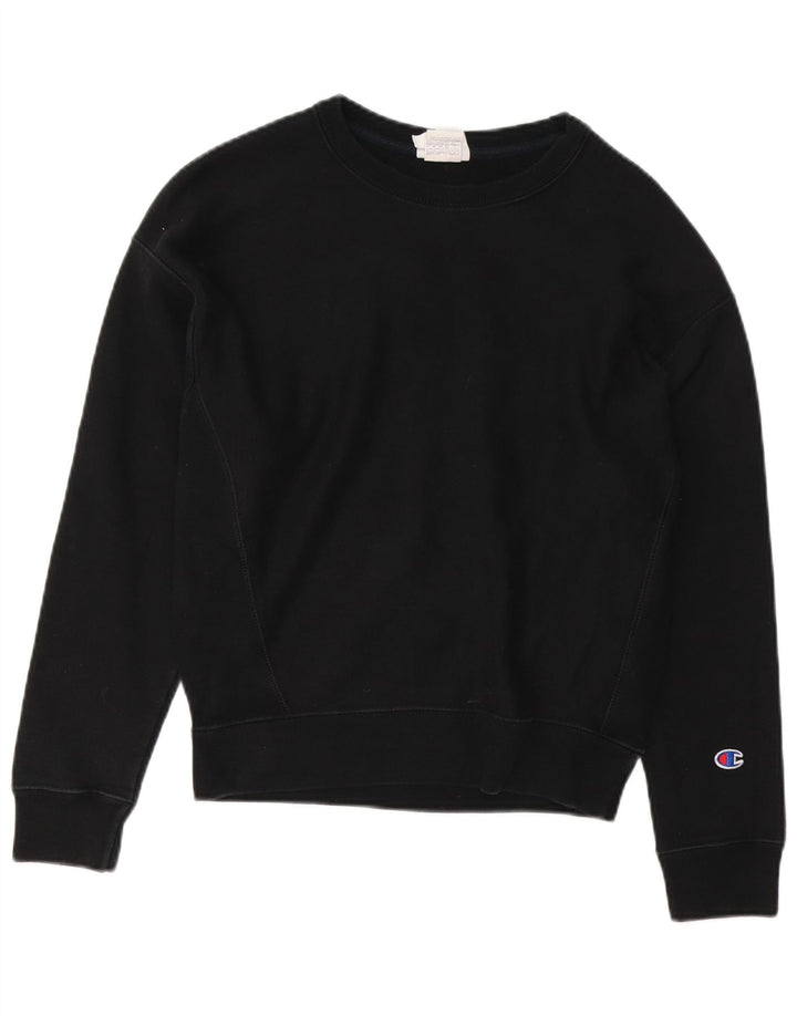 CHAMPION Womens Sweatshirt Jumper UK 14 Medium Black Cotton
