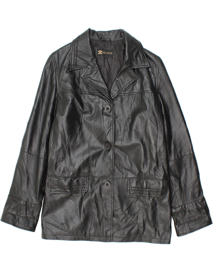 VINTAGE Womens Leather Jacket UK 14 Large Black Leather Vintage Vintage and Second-Hand Vintage from Messina Hembry 