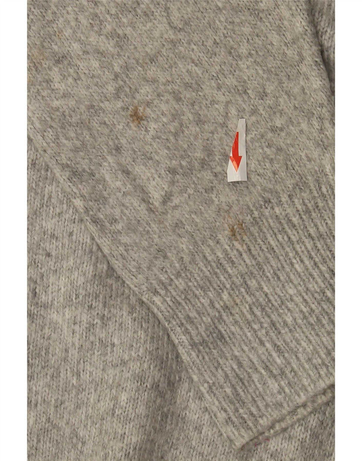 Zara Womens Oversized V-Neck Jumper Sweater UK 10 Small Grey Flecked