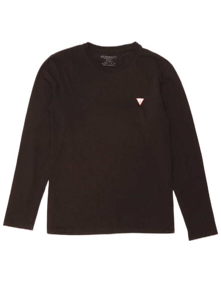 Guess Mens Super Slim Fit Top Long Sleeve Small Black Cotton