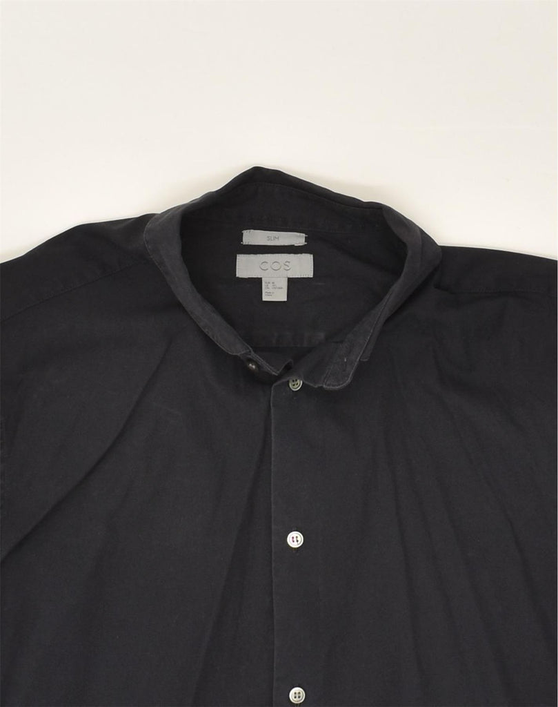 COS Mens Slim Fit Shirt EU 40 Medium Black Cotton | Vintage Cos | Thrift | Second-Hand Cos | Used Clothing | Messina Hembry 