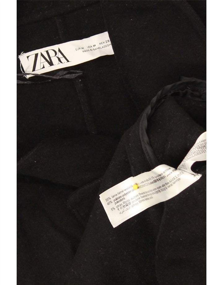Zara Womens Oversized Overcoat UK 14 Medium Black Wool
