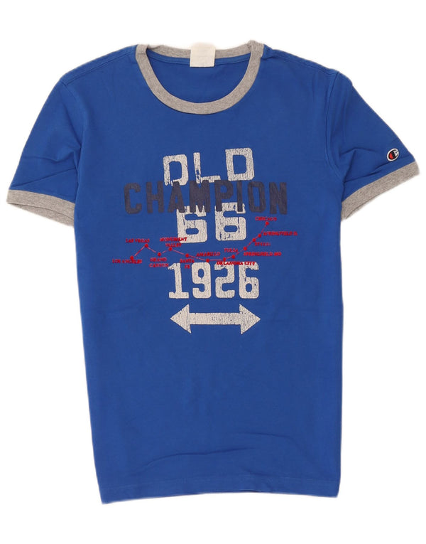 Champion Mens Graphic T-Shirt Top Small Blue Colourblock