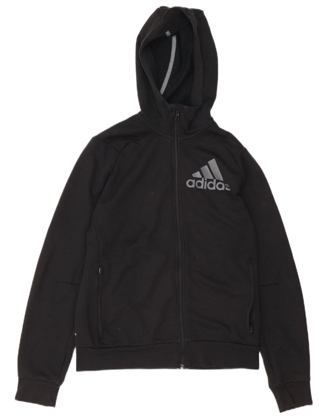 Adidas Mens Graphic Zip Hoodie Sweater Small Black Polyester
