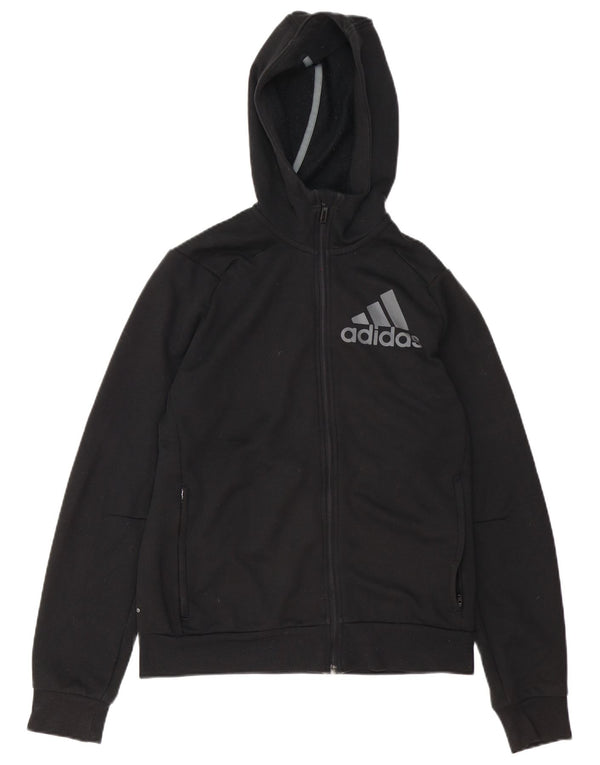 Adidas Mens Graphic Zip Hoodie Sweater Small Black Polyester