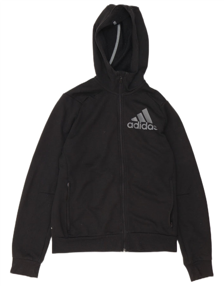 Adidas Mens Graphic Zip Hoodie Sweater Small Black Polyester