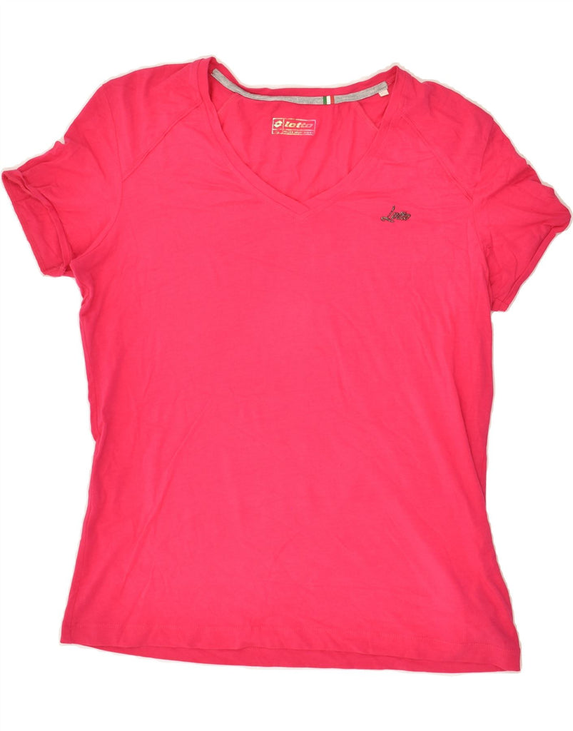 LOTTO Womens T-Shirt Top UK 18 XL Pink Cotton | Vintage Lotto | Thrift | Second-Hand Lotto | Used Clothing | Messina Hembry 