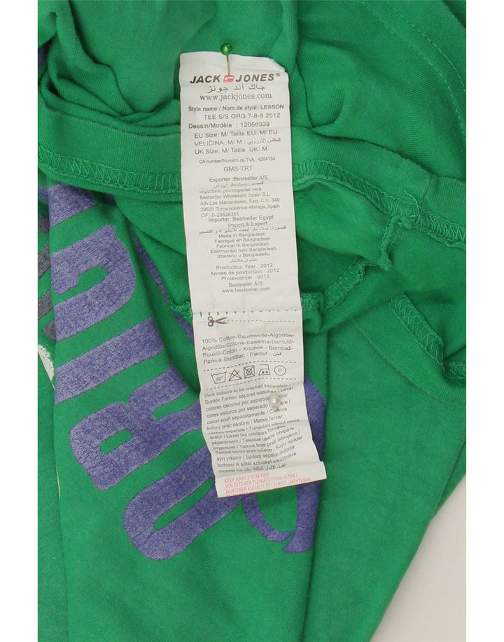 Jack & Jones Mens Graphic T-Shirt Top Medium Green Cotton