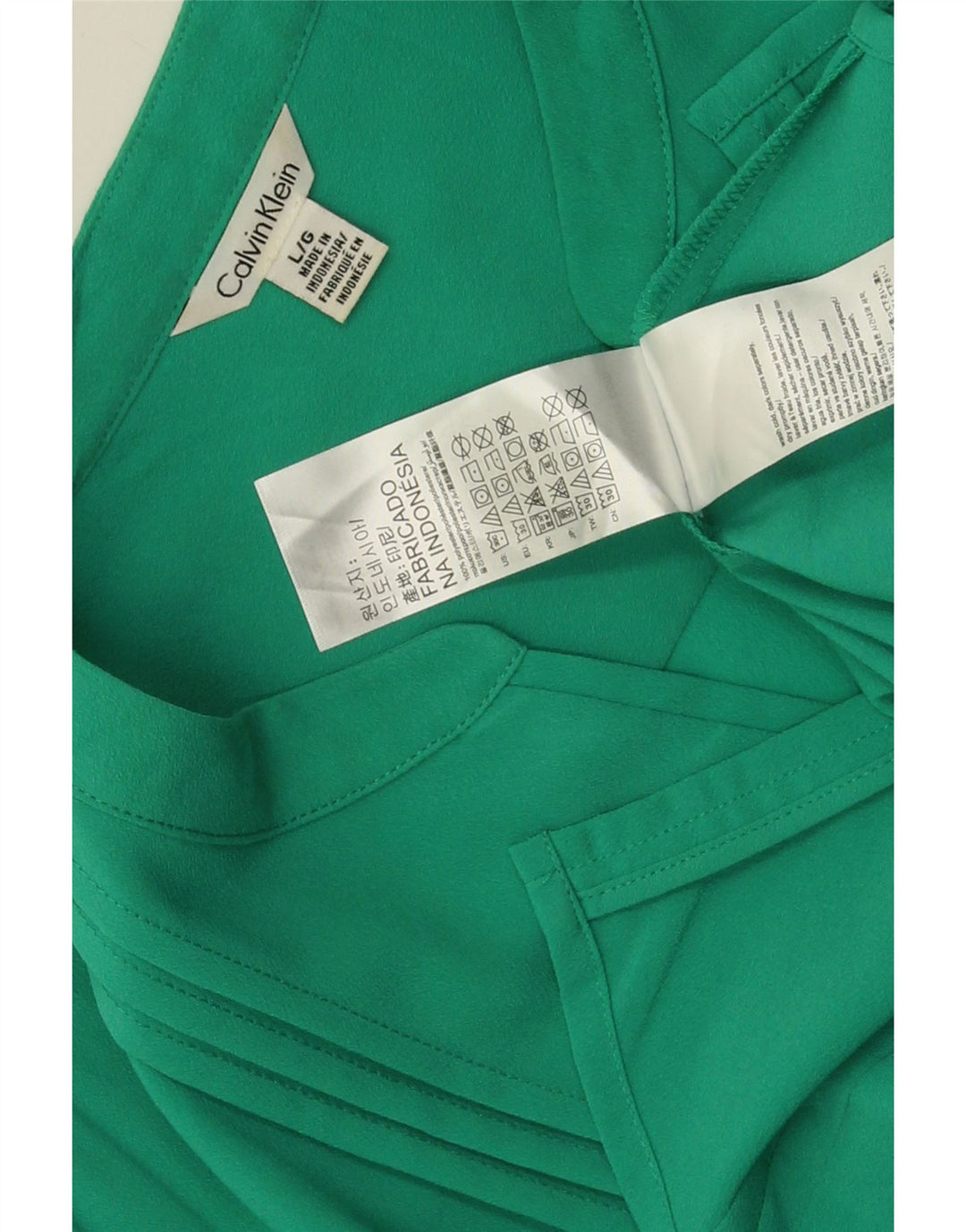 Calvin Klein Womens Shirt Blouse UK 16 Large Green Polyester