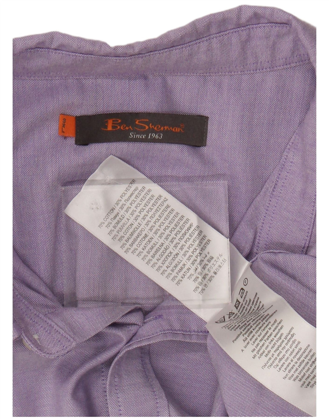 BEN SHERMAN Mens Short Sleeve Shirt 3XL Purple Cotton